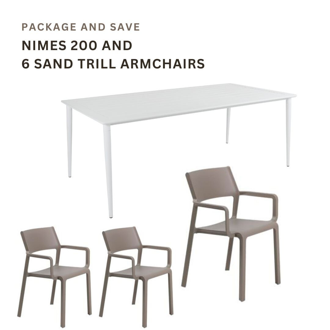 Nimes 200 White and 6 Sand Trill Armchairs Product Image